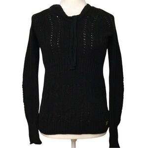 NWT DKNY Jeans Black Long Sleeve Hooded Knit Top - Size M